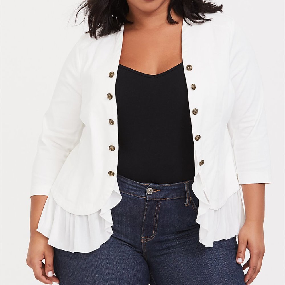 Torrid White Twill Peplum Military Jacket Size 0